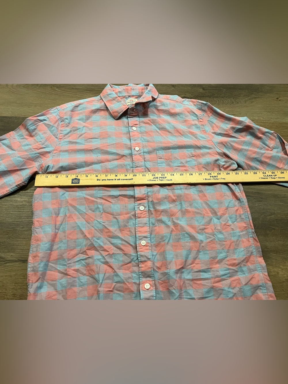 Faherty Stretch Summer Blend Shirt | Pink & Light Blue Buffalo Check | Large - Picture 7 of 7